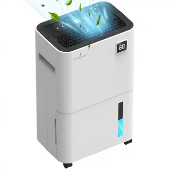 Dezumidificator Evoair, OptiDry 20, 20l/24h, Senzor de Umiditate, Functie Memorie, Uscare Rufe, Rezervor 2l, Display digital, Alb