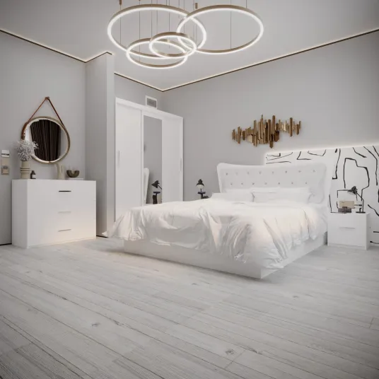 Dormitor Vista Tapitat Alb Dressing 3 usi