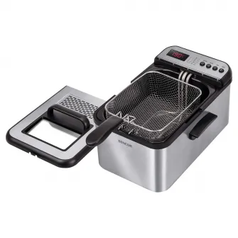 Friteuza, Sencor, Inox, 2200W, Capacitate 3.2L, Reglabila la 110-190 grade, Argintiu