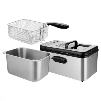 Friteuza, Sencor, Inox, 2200W, Capacitate 3.2L, Reglabila la 110-190 grade, Argintiu