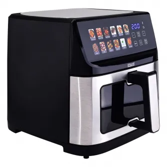 Friteuza cu aer cald iHunt Bro Air Fryer 11L, 2300W, Capacitate Mare, Timer, Dezghetare, Control Digital Touch, 12 Programe Presetate, Oprire Automata, Termostat 60 – 200°C, Inox Premium, Silver Black