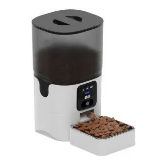 Hranitor automat pentru animale de companie iHunt Smart Pet Feeder 6L Cam, Programabil, Two-Way Talk, Multifunctional, Aplicatie iHuntHome, Contol Portii, Alimentare Dubla 6L, Alb