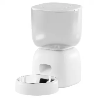 Hranitor automat si fantana de apa pentru animale de companie iHunt Smart Pet Care Pack, Programabil, Sistem de filtrare, Aplicatie iHuntHome, Silentios, 3L, Alb