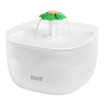 Hranitor automat si fantana de apa pentru animale de companie iHunt Smart Pet Care Pack, Programabil, Sistem de filtrare, Aplicatie iHuntHome, Silentios, 3L, Alb