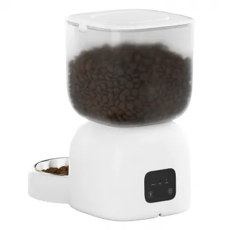 Hranitor automat si fantana de apa pentru animale de companie iHunt Smart Pet Care Pack, Programabil, Sistem de filtrare, Aplicatie iHuntHome, Silentios, 3L, Alb