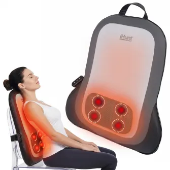 Husa de masaj cu incalzire iHunt SPA BackMaster Shiatsu, pentru scaun, masaj complet spate, gat si fese, Tehnologie Shiatsu, Telecomanda, Auto & Acasa