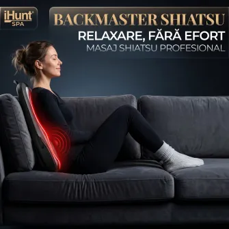 Husa de masaj cu incalzire iHunt SPA BackMaster Shiatsu, pentru scaun, masaj complet spate, gat si fese, Tehnologie Shiatsu, Telecomanda, Auto & Acasa