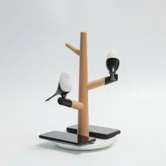 Lampa Ambientala iHunt cu Incarcare Wireless, Lemn deschis