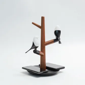 Lampa Ambientala iHunt cu Incarcare Wireless, Lemn inchis