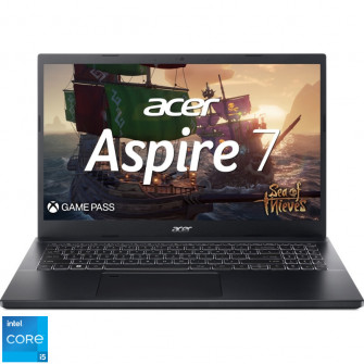 Laptop Acer Gaming 15.6'' Aspire 7 A715-76G FHD IPS, Procesor Intel Core i5-12450H (12M Cache, up to 4.40 GHz), 16GB DDR4, 512GB SSD, GeForce RTX 3050 4GB, No OS, Black