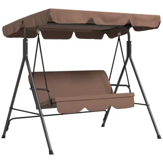 Leagan de gradina Outsunny, 3 locuri, Otel/Poliester, maro/negru, 172x110x153cm