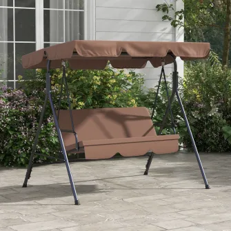 Leagan de gradina Outsunny, 3 locuri, Otel/Poliester, maro/negru, 172x110x153cm