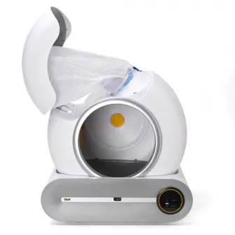 Litiera Automata iHunt Smart Cat Litter pentru pisici, Sistem Auto Curatare, Sterilizare ionica, Senzori Ambientali Deep-Clean, Aplicatie iHunt Home, Infrarosu, Display Tactil, Silentioasa, 9L, Alba