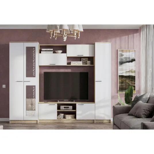 Mobila Living Freddy Sonomo&Alb 240x45x200 cm