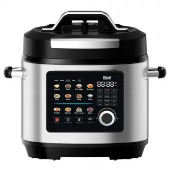 Oala electrica sub presiune iHunt Bro Multicooker 8L Ultra, 1300W, Afisaj Color Touch, 25 de programe, Presiune Ajustabila, Pastrare la cald 60–80°C, Sistem siguranta cu supapa automata, Silver