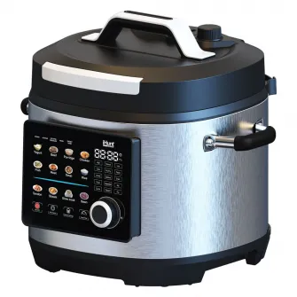 Oala electrica sub presiune iHunt Bro Multicooker 8L Ultra, 1300W, Afisaj Color Touch, 25 de programe, Presiune Ajustabila, Pastrare la cald 60–80°C, Sistem siguranta cu supapa automata, Silver