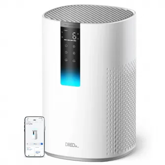Purificator aer Dreo Macro 505S Smart, WI-FI, CADR 202 m³/h, Filtru 3 in 1 H13 True HEPA, Senzor calitate aer, Mod Auto, Mod de noapte, Lumina ambientala, 4 trepte de viteza, Timer, Pana la 17 m2, Alb