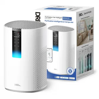 Purificator aer Dreo Macro 505S Smart, WI-FI, CADR 202 m³/h, Filtru 3 in 1 H13 True HEPA, Senzor calitate aer, Mod Auto, Mod de noapte, Lumina ambientala, 4 trepte de viteza, Timer, Pana la 17 m2, Alb