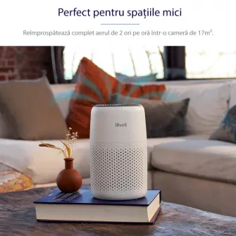 Purificator de aer Levoit Core Mini, Filtru 3 in 1 True HEPA, Panou Comanda Touch Screen, Alb
