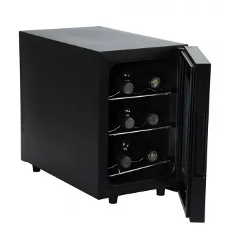 Racitor pentru vin iHunt Wine Cooler, 30W, 16l, 6 sticle, Panou control tactil cu afisaj electronic, Geam Dublu Securizat Anti UV, Black