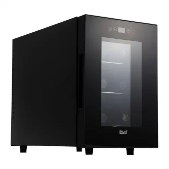 Racitor pentru vin iHunt Wine Cooler, 30W, 16l, 6 sticle, Panou control tactil cu afisaj electronic, Geam Dublu Securizat Anti UV, Black