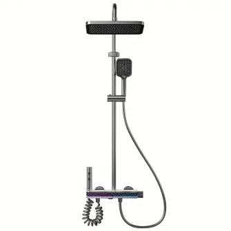 Set de dus smart cu baterie, iHunt MZ130GR, Display LED, afisaj digital, 4 moduri de curgere a apei, ajustabil
