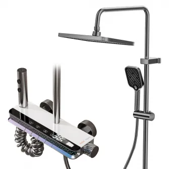 Set de dus smart cu baterie, iHunt MZ130GR, Display LED, afisaj digital, 4 moduri de curgere a apei, ajustabil