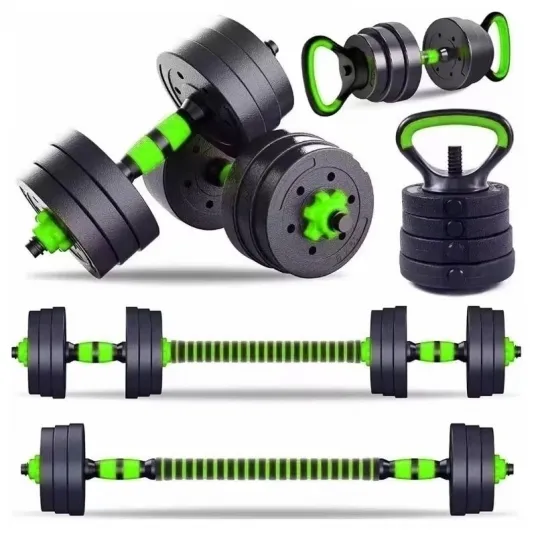 Set gantere reglabile kettlebell FitTronic® 7 in 1, 40 kg, 2 bare x 51 cm, culoare negru