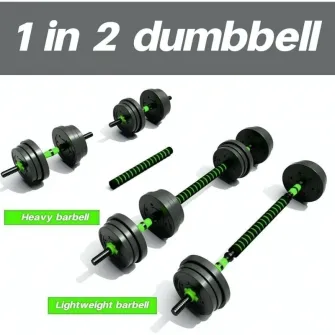 Set gantere reglabile kettlebell FitTronic® 7 in 1, 40 kg, 2 bare x 51 cm, culoare negru