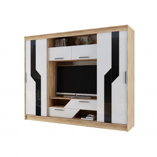 Set mobila living Carmen, Fag si alb, 248 x 200 x 52 cm