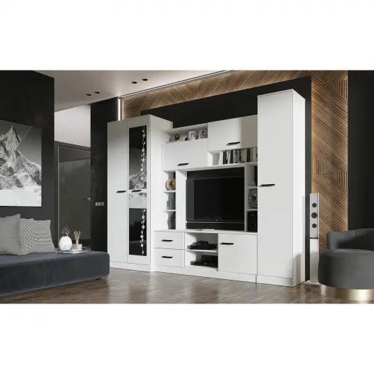 Set mobila living Marta, Alb, 270 x 210 x 50 cm