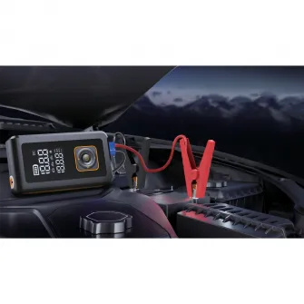Starter auto multifunctional iHunt Survival AUTO KIT 7-in-1, 8000mAh, 12-16V, Starter Auto 500-1000A / Baterie Externa / Compresor Aer 3-150PSI / Monitorizare Presiune / Lanterna Camping, Negru