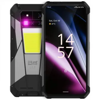 Telefon mobil iHunt Tank 4 Pro, 5G, Dual SIM, 6.73-inch 3K 120Hz AMOLED, Proiector Video Laser 720P 60Hz, Octa-Core, 32GB RAM, 512GB, Camera 50AF + 64 Night + 50MP Telephoto / 32MP Fata, Incarcare Turbo 120W, NFC, IP68/IP69, Android 14