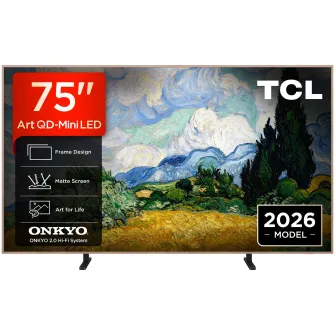 Televizor TCL MiniLed Art 75A400 Pro, 189 cm, Smart Google TV, 4K Ultra HD, 144Hz, Clasa E (Model 2026)