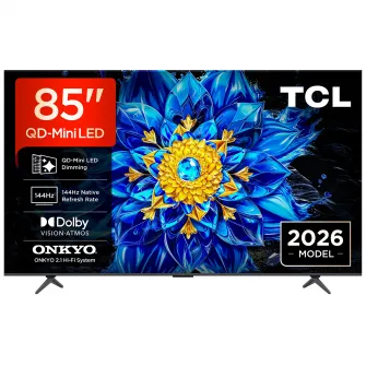 Televizor TCL QD-MiniLed 85P8L, 214 cm, Smart Google TV, 4K Ultra HD, 144Hz, Clasa E (Model 2026)