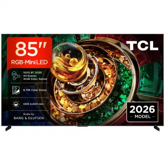 Televizor TCL RGB-MiniLed 85RM9L, 214 cm, Smart Google TV, 4K Ultra HD, 144Hz, Clasa F (Model 2026)