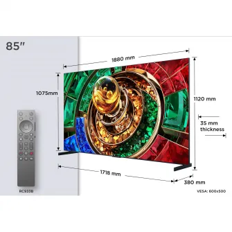 Televizor TCL RGB-MiniLed 85RM9L, 214 cm, Smart Google TV, 4K Ultra HD, 144Hz, Clasa F (Model 2026)