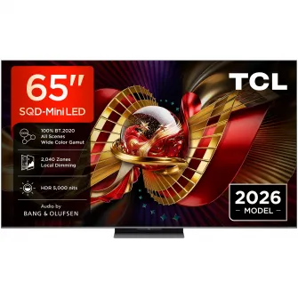 Televizor TCL SQD-MiniLed 65C8L, 164 cm, Smart Google TV, 4K Ultra HD, 144Hz, Sunet Bang & Olufsen, Clasa D (Model 2026)
