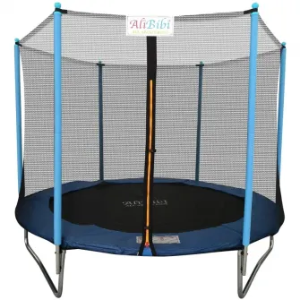 Trambulina AliBibi Fun 506, albastra, diametru 183 cm ( 6 FT ), plasa de siguranta, scara inclusa, plasa rezistenta UV, structura metal