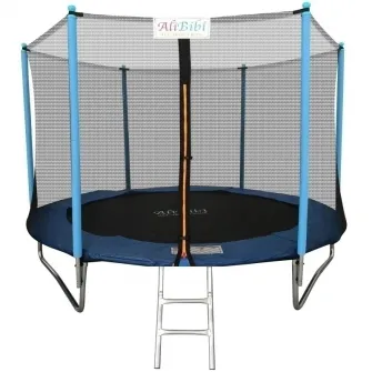 Trambulina AliBibi Fun 506, albastra, diametru 183 cm ( 6 FT ), plasa de siguranta, scara inclusa, plasa rezistenta UV, structura metal