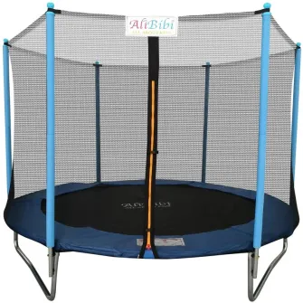Trambulina AliBibi Fun 510, albastra, diametru 305 cm ( 10 FT ), plasa de siguranta, scara inclusa, plasa rezistenta UV, structura metal