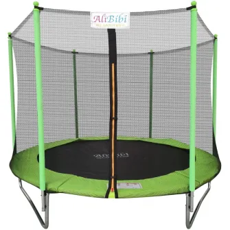 Trambulina AliBibi Fun 606, verde, diametru 183 cm ( 6 FT ), plasa de siguranta, scara inclusa, plasa rezistenta UV, structura metal