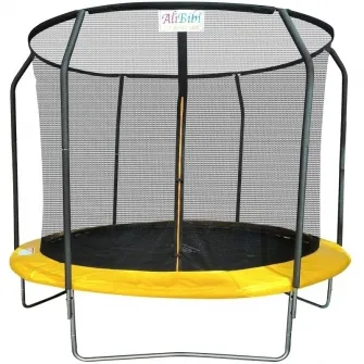 Trambulina AliBibi Fun 706, galbena, diametru 183 cm ( 6 FT ), plasa de siguranta, scara inclusa, plasa rezistenta UV, structura metal