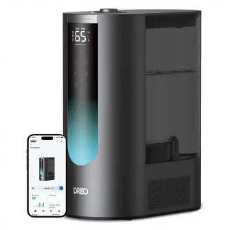 Umidificator aer Dreo 813S Smart, Rezervor 6l, 500ml/h, Ceata calda si rece, 3 trepte umidificare, Senzor umiditate, Indicator Umiditate, Duza de Ceata, Mod Auto, Aromaterapie, Negru