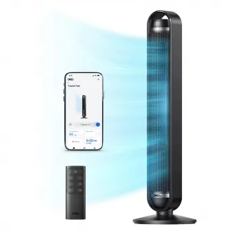 Ventilator Turn Smart DREO Cruiser DR-HTF011S, 9 viteze, 4 functii,106cm, HyperSilent 25dB, oscilatie 90°, negru