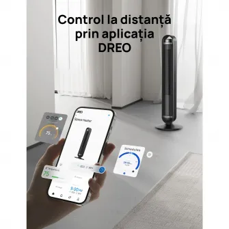 Ventilator Turn Smart DREO Cruiser DR-HTF011S, 9 viteze, 4 functii,106cm, HyperSilent 25dB, oscilatie 90°, negru