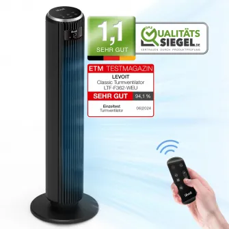 Ventilator turn Levoit, 92cm, 5 viteze, 4 moduri de functionare, foarte silentios, telecomanda, negru