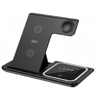 Wireless Charger XO, 3in1, WX023, Black (apple supporting)
