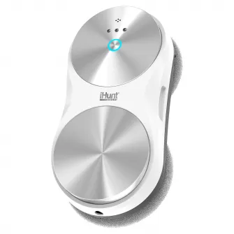 Robot inteligent de curatat geamuri iHunt Smart Window Robot 6 Ultra, Dual Spray, Putere 90W, 6000 Pa, AI Planning, Rezervor 50ml, Sistem UPS, Telecomanda, 8 Mopuri cadou, Alb