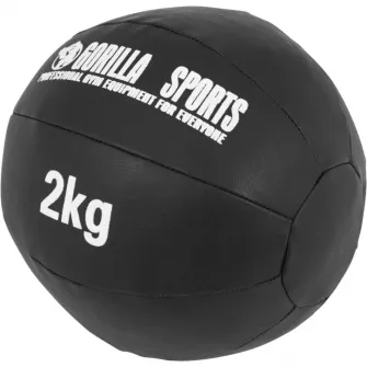 Minge medicinala din imitatie de piele, Gorilla Sports, 2 kg, Negru